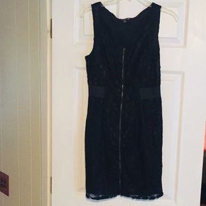 Black lace zip front dress